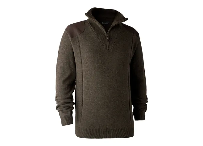 Светр DeerHunter Sheffield Knit with zip neck (383 Dark Elm) Фото 1